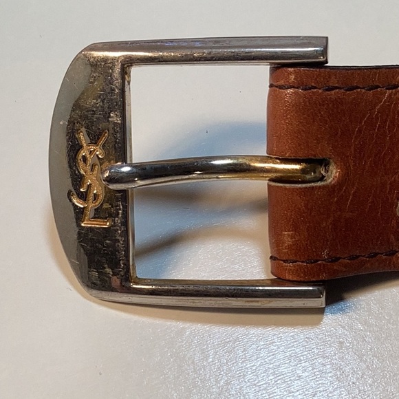 Yves Saint Laurent Leather Woven Belt Brass Buckle Some White Marks See Photo - Picture 6 of 16